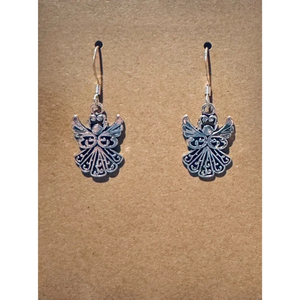 Silver Angel on Sterling Silver Earrings #2166